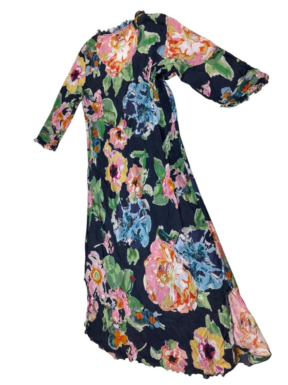 One Season Australia Floral Maxi Dress Cotton Navy L Lightweight (P1087) - Picture 2 of 7